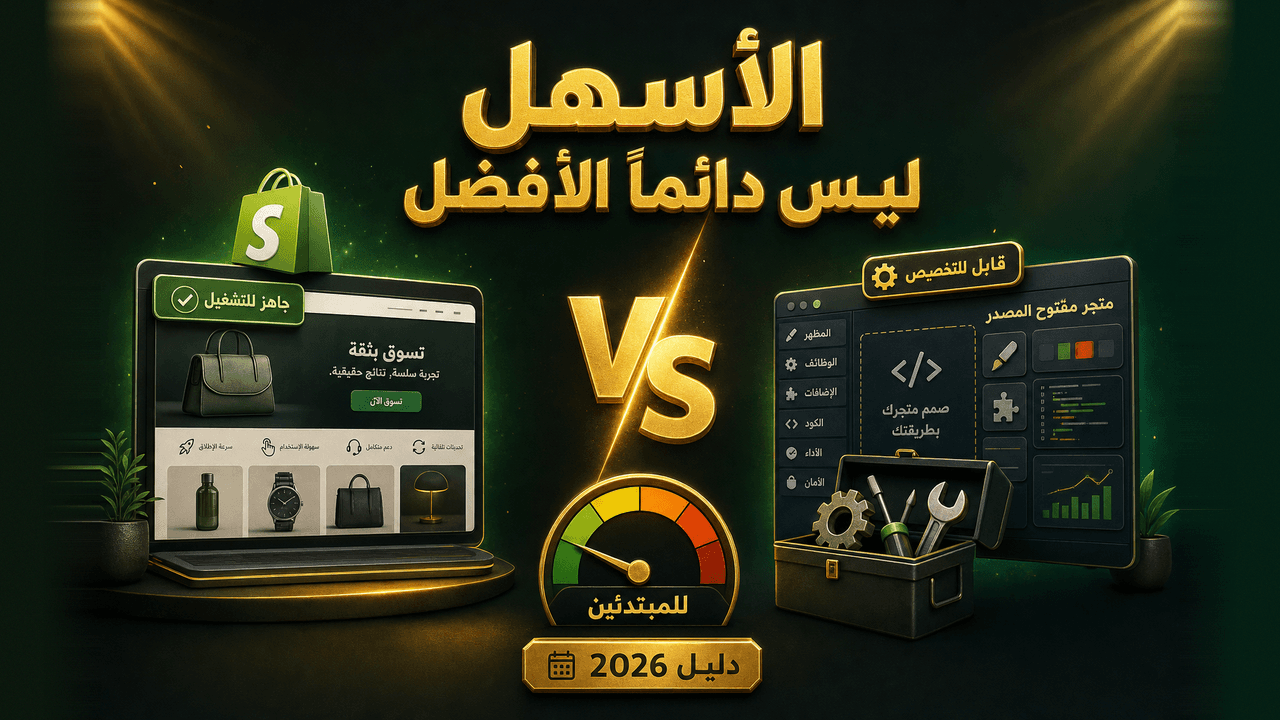 شوبيفاي أم ووكومرس: أيهما أفضل للمبتدئ العربي؟ 2026