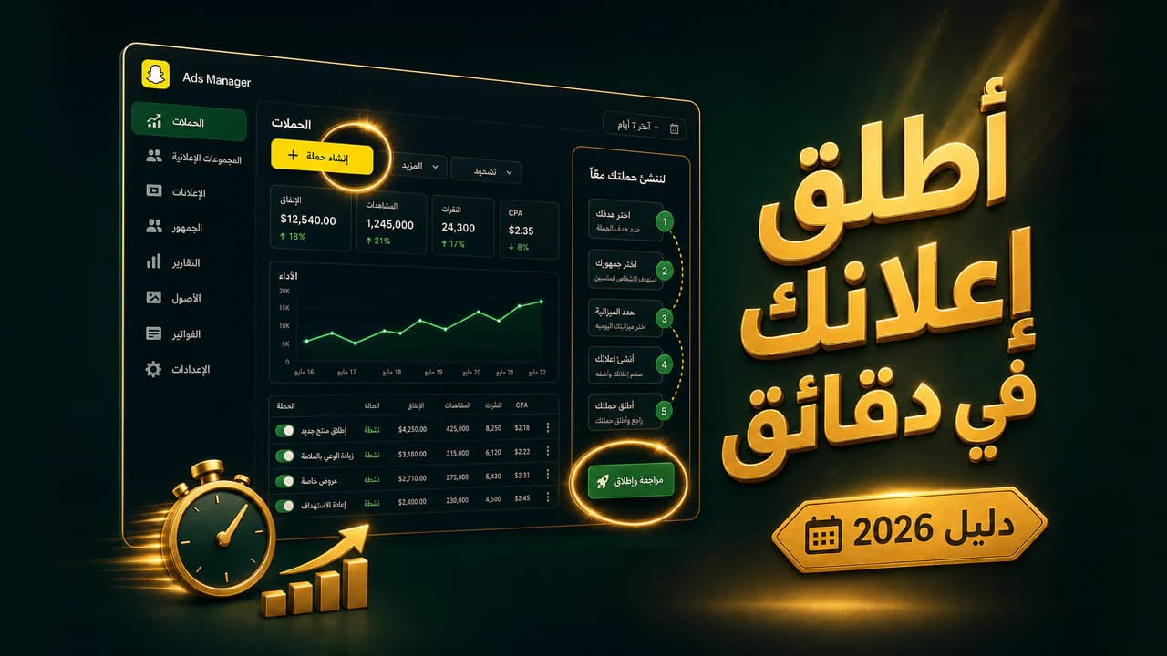 شرح منصّة إدارة إعلانات سناب شات للمبتدئين (2026)