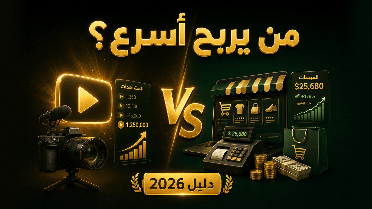 اليوتيوب والمحتوى أم التجارة الإلكترونية: أيهما يربح أسرع؟ 2026